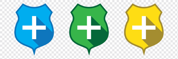 Obraz premium Shield with cross icon. Simple illustration of shield with cross vector icon for web. EPS 10.