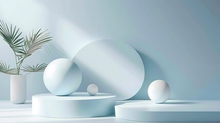 Minimalist Blue and White Geometric Shapes