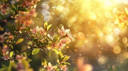 Fototapeta premium Blossoming Tree Branch in Sunlit Spring