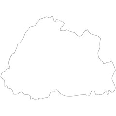 Map of Bhutan outline isolated on transparent background.
