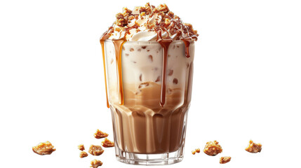 Chocolate Caramel Milkshake Delight Isolated On Transparent Background