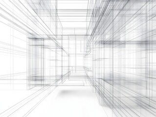 Fototapeta premium Minimalist Wire Frame Architectural Compositions with Monochromatic Tones and Retrofuturistic Ambiance