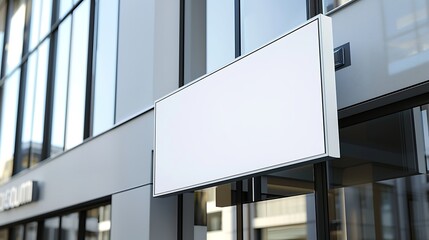 Blank Sign on Modern Building Facade