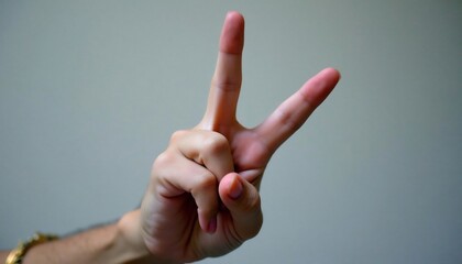 V for victory or peace finger gesture.