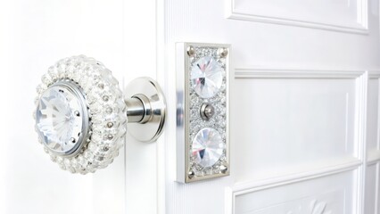 Crystal Door Knob and Plate on White Door