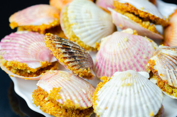 A plate of food with shells on it