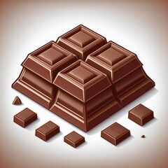 A detailed vector illustration of a chocolate bar with visible texture, divided into squares, and one piece slightly lifted, showcasing its smooth surface