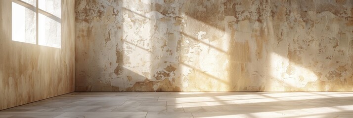 Bright and roomy interior featuring plaster walls and a floor area designated for showcasing products or art in a contemporary environment.