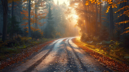 Obraz premium road in the forest