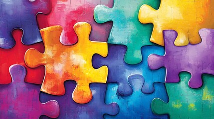 Unified Diversity - Vibrant Puzzle Pieces Symbolizing Connection and Unity