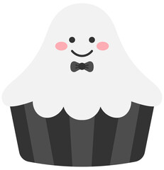 Cute Halloween male white ghost cupcake