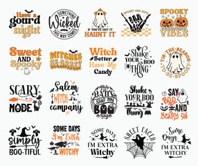 Fototapeta premium Halloween Set, Halloween T-shirt Design, Halloween SVG Design, Ghost Design, Halloween Shirt, Halloween Cat Shirt, Retro Halloween shirt Design, Spooky Season, Funny Halloween, Hippie Shirt,