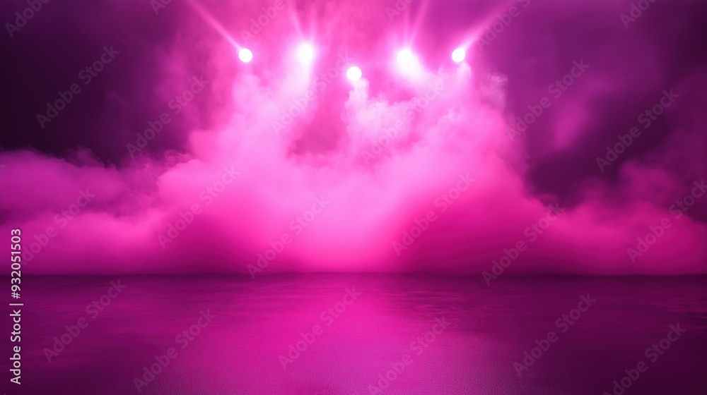 Wall mural pink stage lights created with generative ai technology, ai, generative