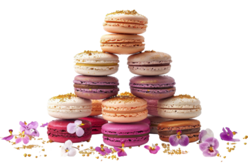 Colorful Macaron Pyramid Isolated On Transparent Background