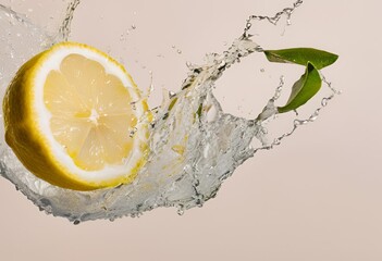 lemon in water splash