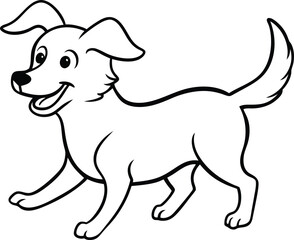 Adorable dog coloring sheet Black-and-white graphics for kids' creative fun.
