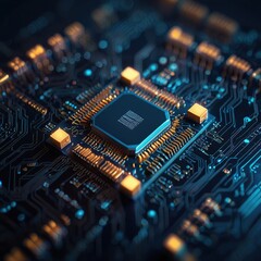 Abstract technology circuit design CPU motherboard of a computer board and processor created with Generative AI	
