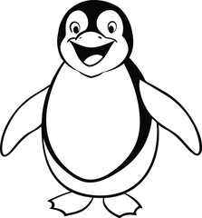 Delightful penguin coloring page for kids, featuring endearing black and white graphics.
