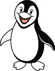 Sweet penguin coloring book page for children with lovable black and white designs to color.

