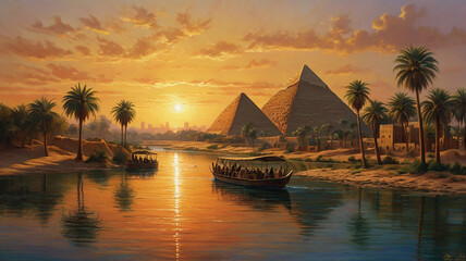 A breathtaking landscape of ancient Egypt with pyramid ai photo