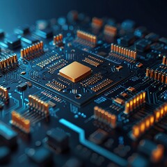 Obraz premium Abstract technology circuit design CPU motherboard of a computer board and processor created with Generative AI 