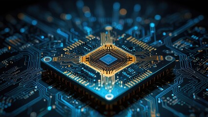 Fototapeta premium Abstract technology circuit design CPU motherboard of a computer board and processor created with Generative AI 