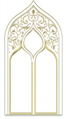 Ornate architectural window design with intricate patterns and a pointed arch.