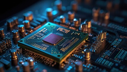 Obraz premium Abstract technology circuit design CPU motherboard of a computer board and processor created with Generative AI 