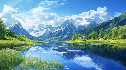 Fototapeta premium Mountain Lake Landscape