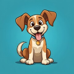 Obraz premium Cartoon Illustration of a Happy and Playful Puppy