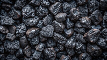 Obraz premium Dark, rugged, and detailed industrial pea coal surface texture with abstract patterns, ideal as a background, banner, or 3D mapping material for creative projects.