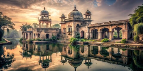 Obraz premium A forgotten sanctuary retains tranquil grandeur, its faded tones evoking nostalgia for a bygone era, where peace and serenity reign supreme.