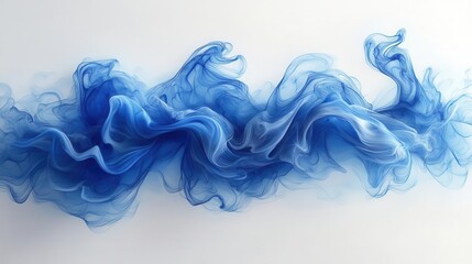 Obraz premium abstract blue ink stain spreading organically on textured white paper fluid unpredictable shapes create a mesmerizing interplay of light and shadow evoking creativity and spontaneity