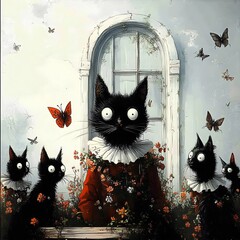 Halloween background with cats