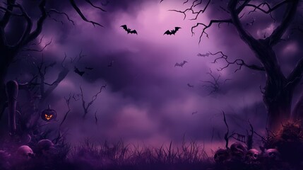 Fototapeta premium halloween decoration background template illustration. banner, copy space, spooky background.