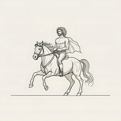 Obraz premium Majestic Equestrian: A Mythological Illustration