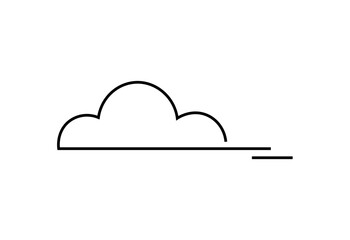 Minimalistic line drawing of a cloud, representing cloud computing, data storage, or weather apps. Clean, modern design for technology, digital storage, or environmental contexts.