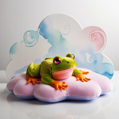 Vibrant HDR photography of an adorable bullfrog doll ai photo