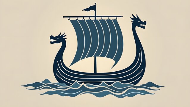 Majestic Viking Ship Sailing on the Open Sea