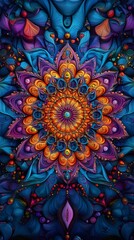 Mesmerizing Fractal Mandala in Vibrant Jewel Toned Hues