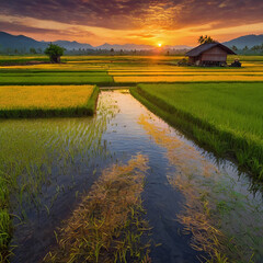 Vibrant oil on canvas capturing the warm hues of a sun ai photo