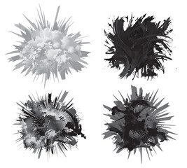 Brush black in splash paint strokes vector, brush clip art isolated on white background.	