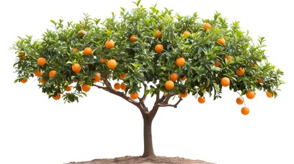 Cut down orange tree bearing ripe and delicious oranges