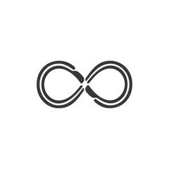 A double lined infinity symbol in black on a white background