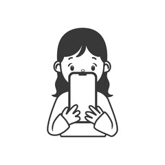 A Girl Holding a Smartphone with a Blank Screen