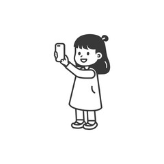 A Girl Taking a Selfie with Her Smartphone