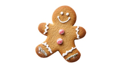 Gingerbread man on transparent background, png	