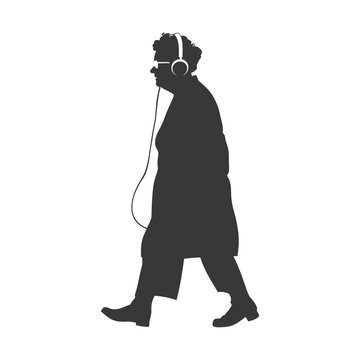 recommend clip art: Silhouette of a Person Walking with Headphones