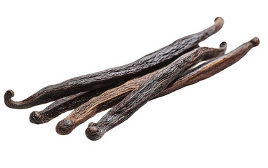 Dry vanilla beans on transparent background, png	