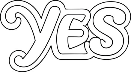 bold and stylized typography design word YES black and white 